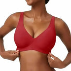 Soutien-gorge sans couture à imprimé léopard rose sans armatures, bonnet plein, doux, fin, soutien moulé, respirant et joli, décolleté en V profond, soutien-gorge push-up plus