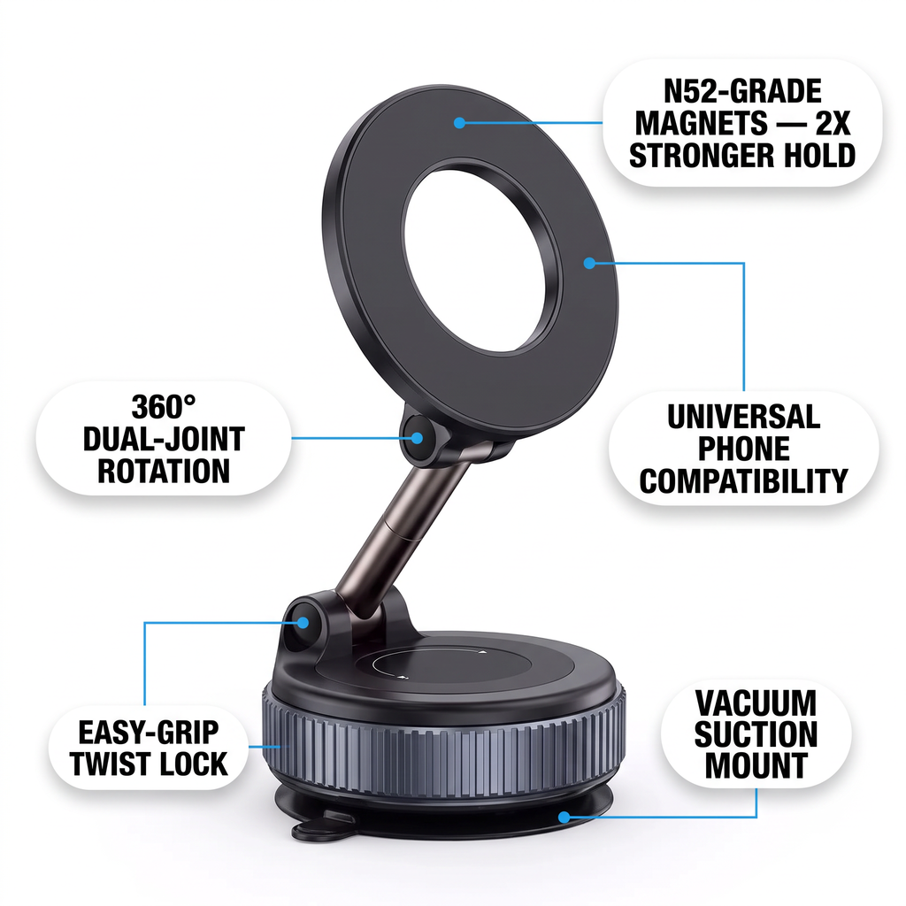 Magnetic Car Phone holder 360° – 1+1 FREE
