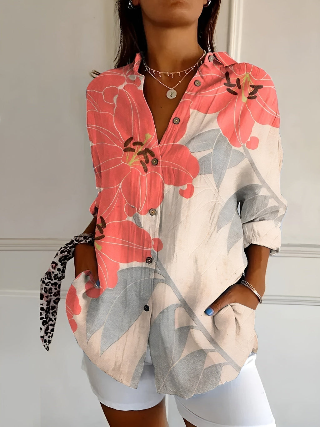 MELODIE – Elegant Floral Button Shirt