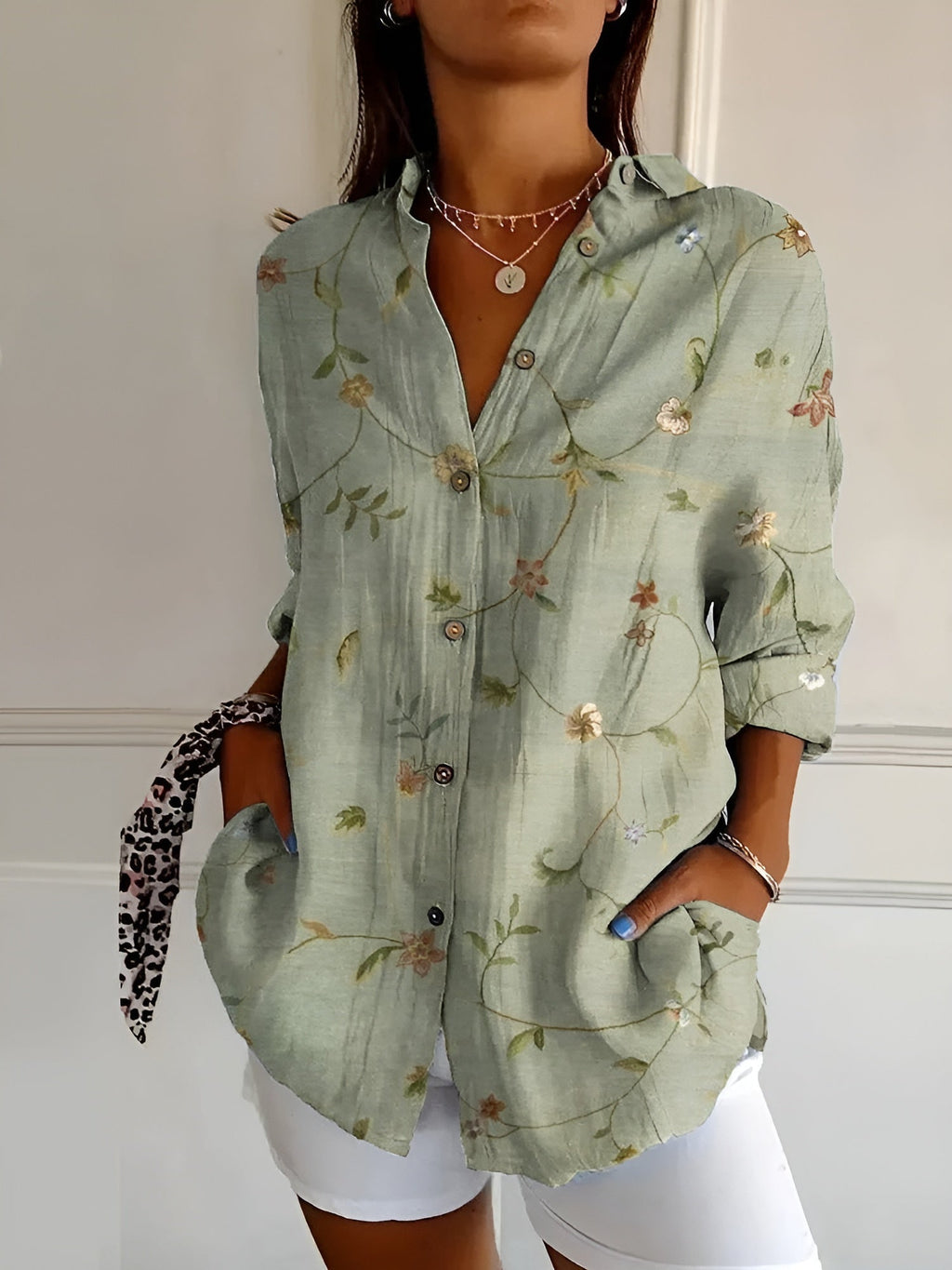 MELODIE – Elegant Floral Button Shirt